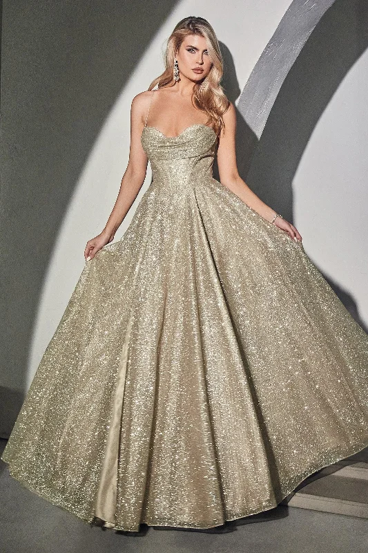 Big Discounts Cinderella Divine CD252 Sparkling Long Evening Prom Gown Champagne Gold