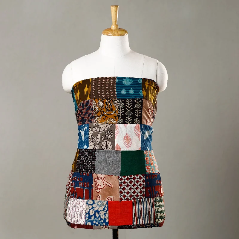 Deep Discounts Multicolor - Handmade Tukdi Kaam Patchwork Cotton kurta Material - (3.1 meter) 17