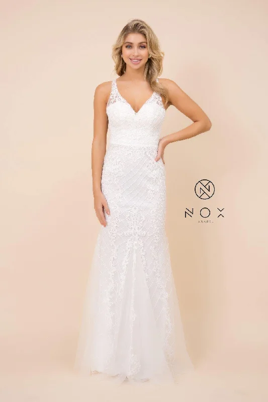 Blowout Deals Long Formal Sleeveless Mermaid Prom Dress White