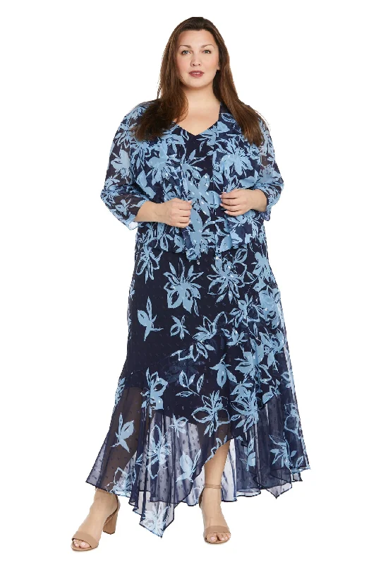 Daily Deals R&M Richards 3013W High Low Plus Size Floral Print Jacket Dress