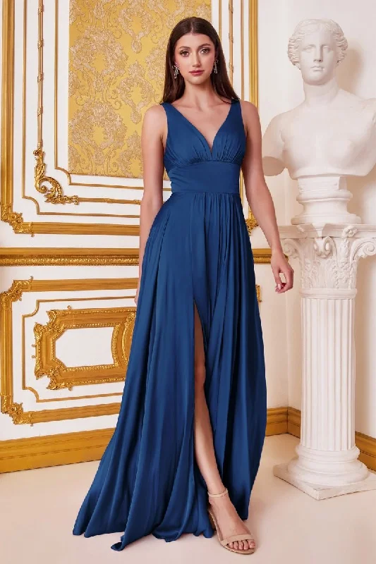 Online Specials Cinderella Divine CD7469 Long Prom Dress Evening Gown Navy