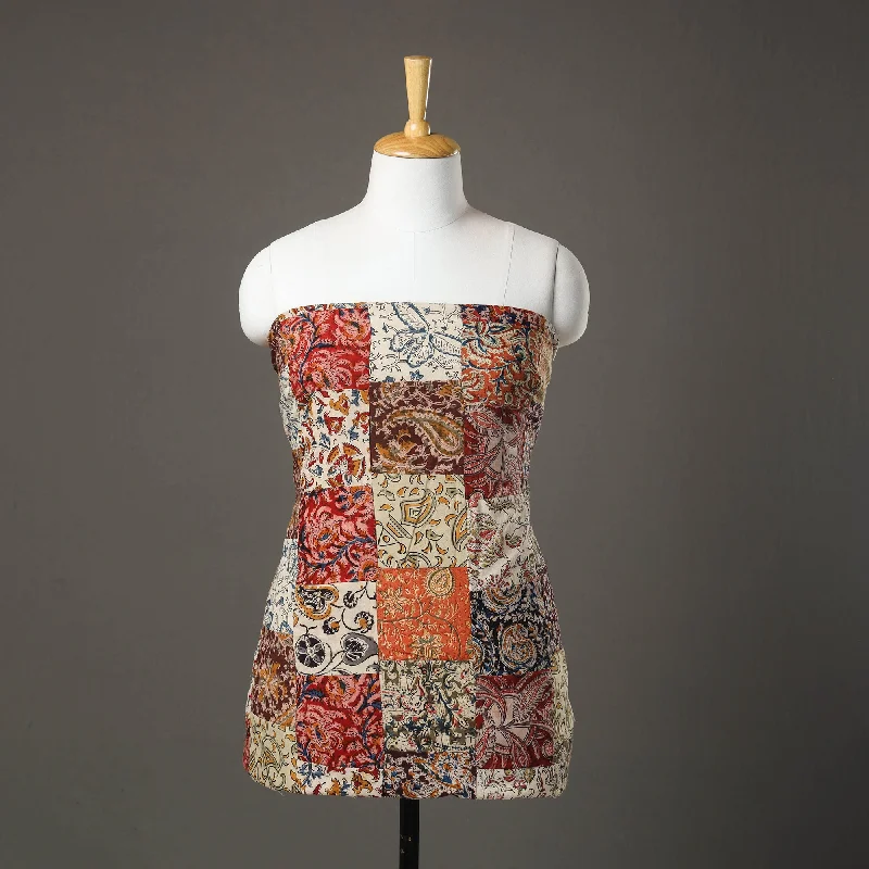 Year-End Sale Multicolor - Patchwork Cotton Kalamkari Kurta Material (3.2m) 14