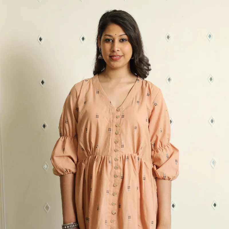 Weekend Special Beige - Jacquard Cotton Flared Gher Dress
