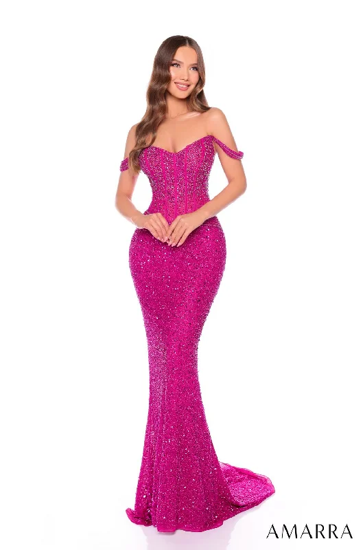 Epic Deals Amarra 88108 Long Beaded Fitted Sequin Prom Dress