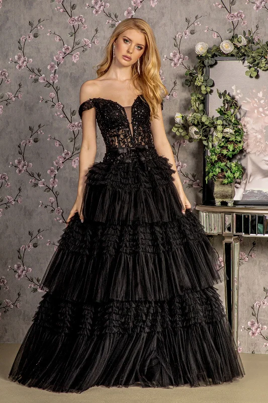 Mega Sale Long Formal 3D Flower A Line Prom Dress