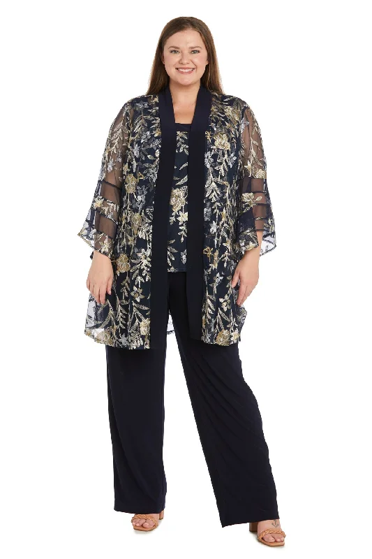 New Markdowns R&M Richards 1996W Long Metallic Pant Suit Plus Size Formal