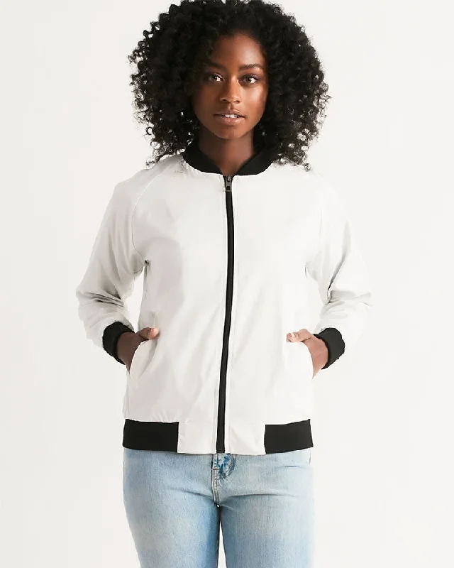 Weekend Deal Promoting Asian women with silver grey Women's Bomber Jacket