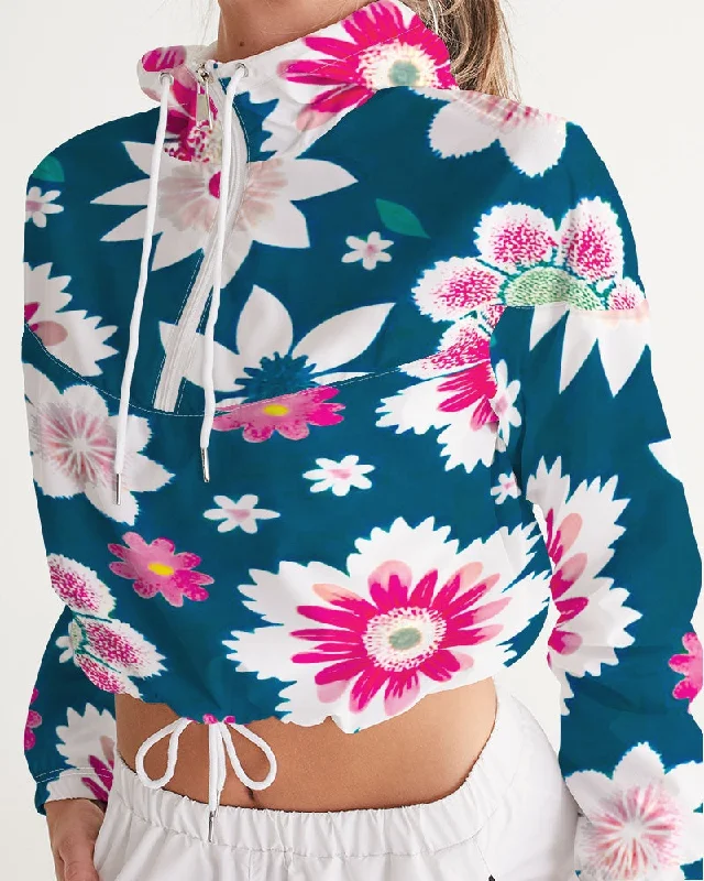 Warehouse Sale Beautiful floral pattern Women's All-Over Print Cropped Windbreaker