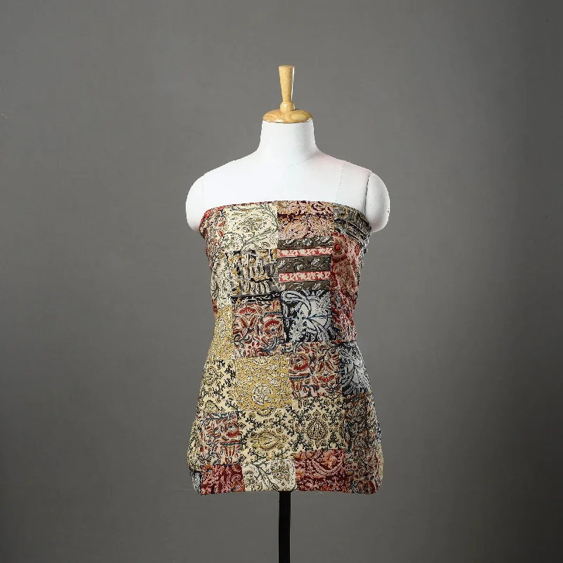 Incredible Offers Multicolor - Patchwork Cotton Kalamkari Kurta Material (2.7m) 03