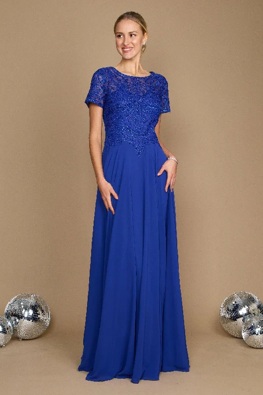 Super Deal Short Sleeve Formal Mother of the Bride Dress Royal Blue