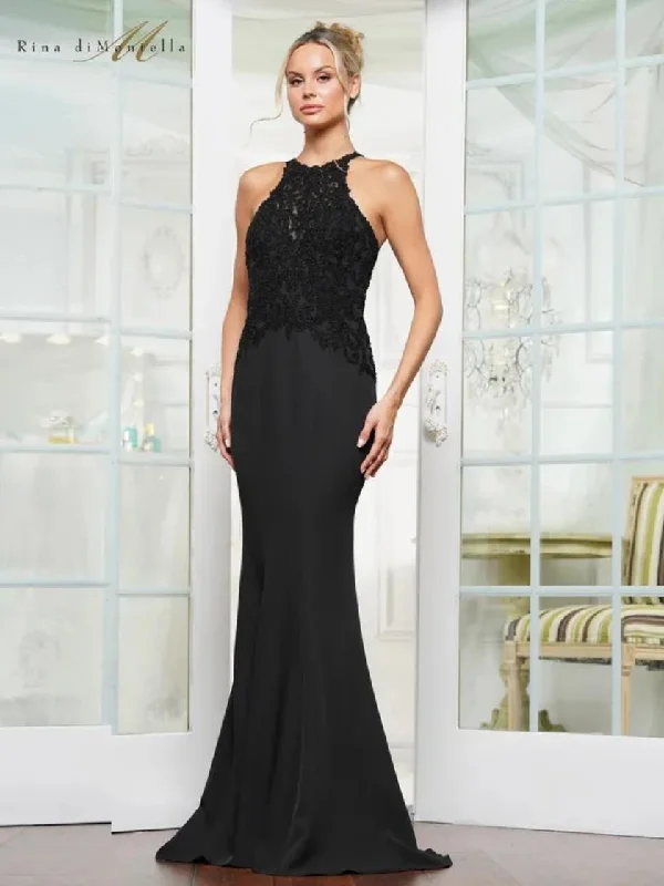 Stock Up and Save Rina di Montella RD3243 Lace Formal Fitted Long Evening Dress