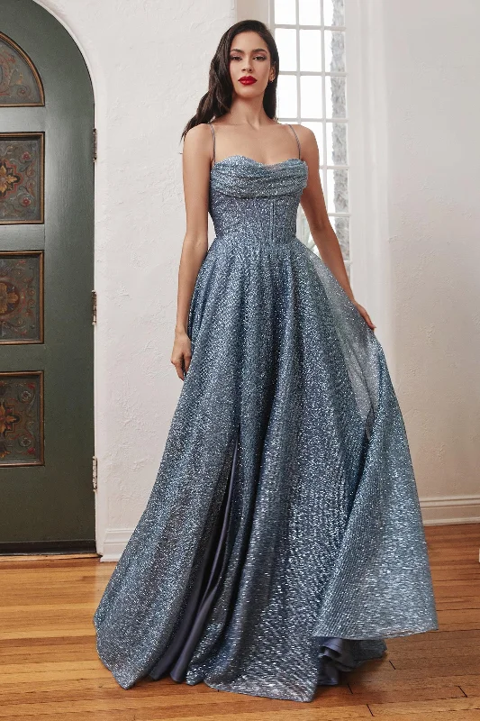 Today’s Deal Cinderella Divine CD252C Spaghetti Strap Prom Dress Smoky Blue