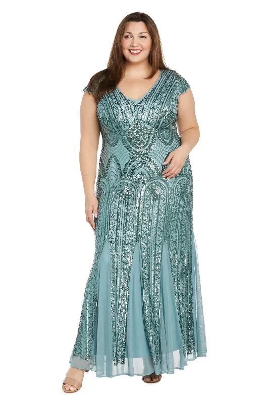 Big Discounts R&M Richards 1975W Plus Size Long Beaded Formal Dress