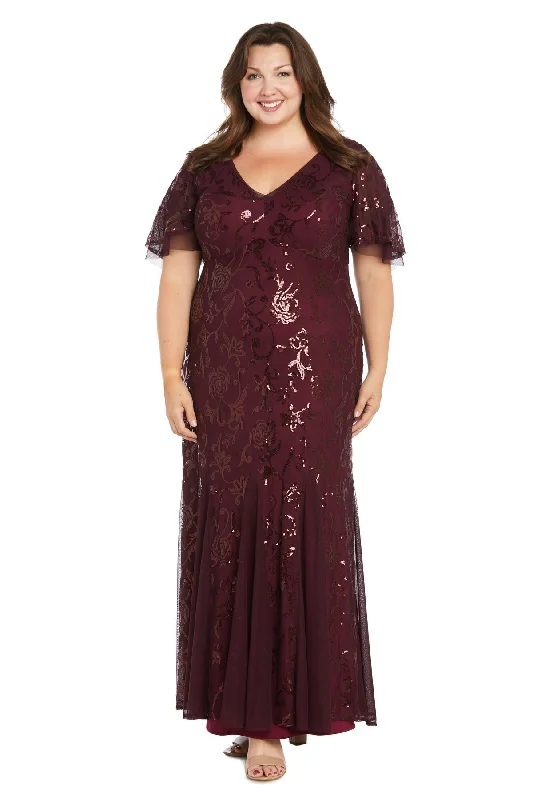 Super Sale R&M Richards 3215W Floral Sequin Long Formal Plus Size Dress