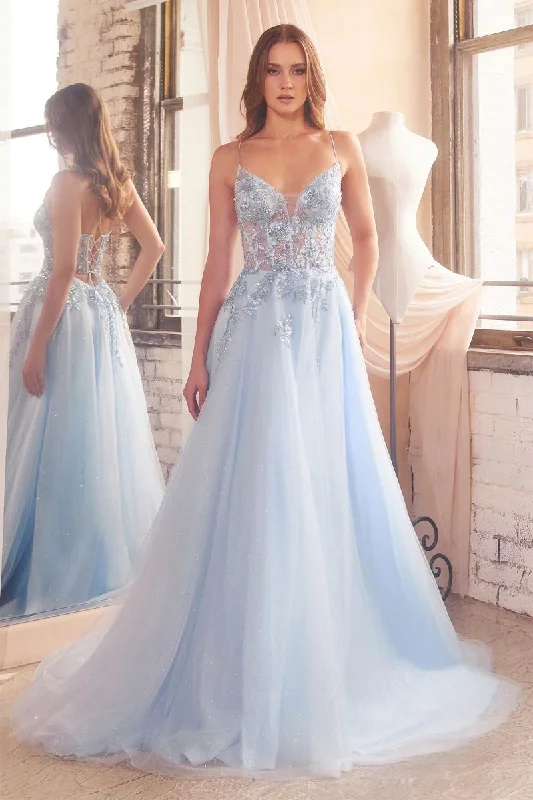Great Bargains Cinderella Divine D553 Long Glittered A Line Formal Prom Dress