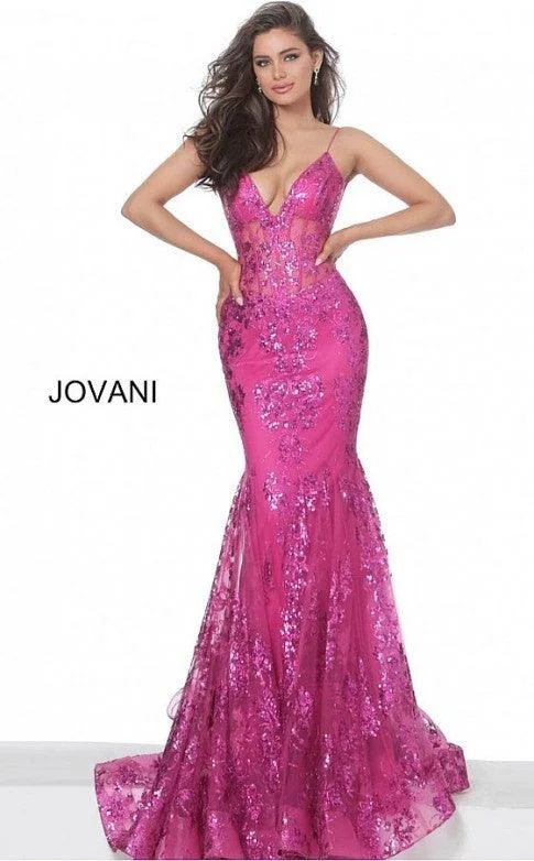 Don't Wait Jovani 3675 Prom Long Spaghetti Straps Mermaid Gown Berry
