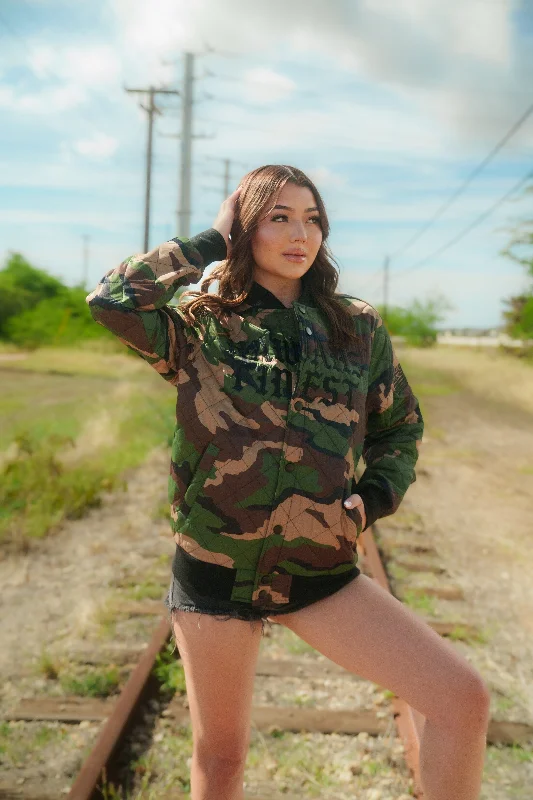 Quick Sale CAMO OLD ENGLISH VARSITY JACKET