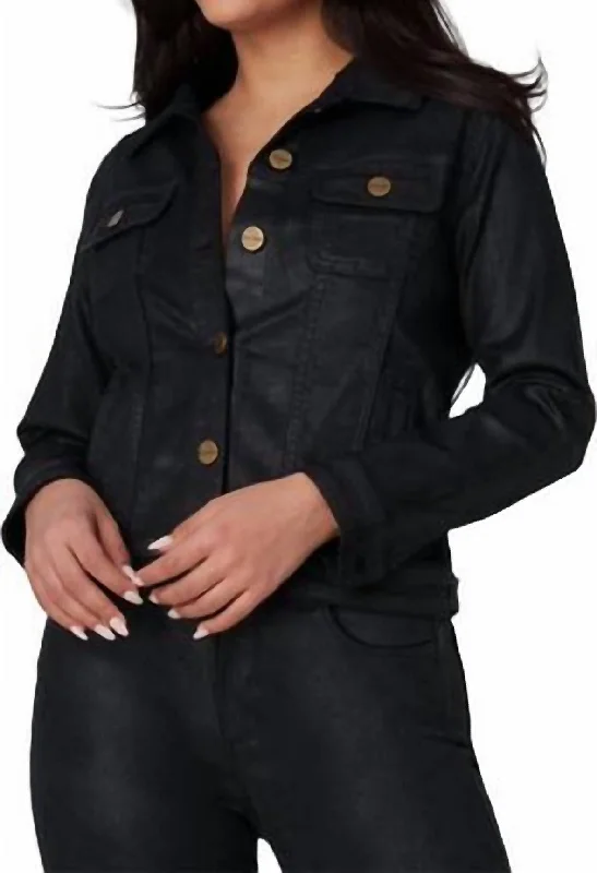 Stock Clearance Gabriella Denim Jacket In Coated Black