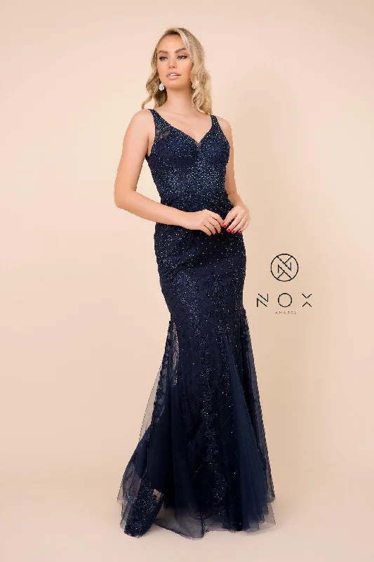 Can't Be Beat Long Formal Sleeveless Mermaid Prom Dress Navy