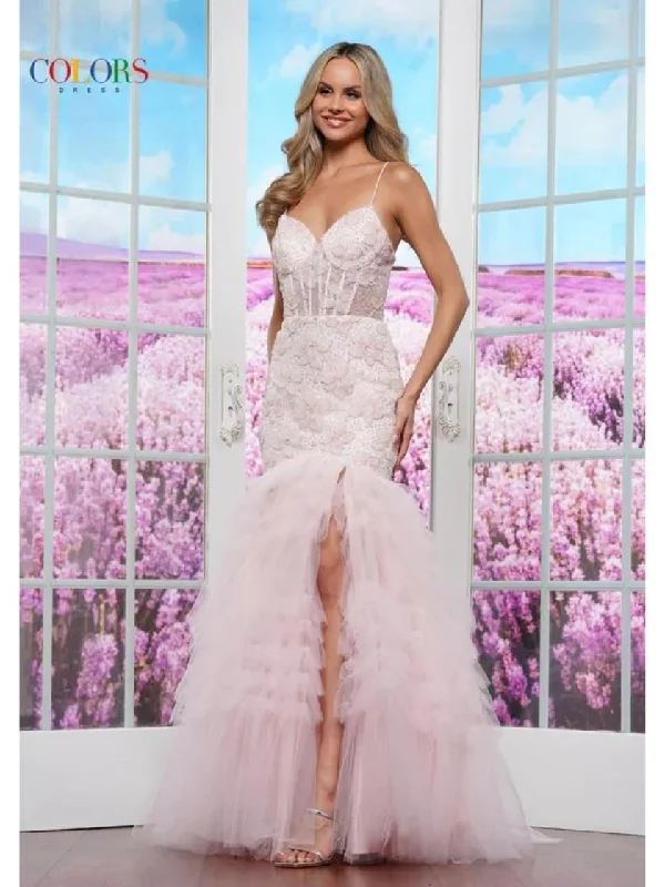 Unmissable Offer Colors 3465 Formal Ruffle Floral Long Prom Dress