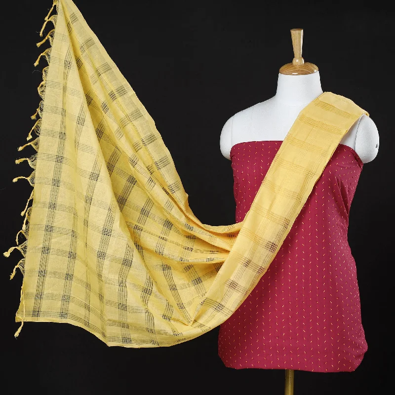 Price Rollback Pink - 2pc Jacquard Cotton Kurta with Mangalagiri Missing Checks Dupatta