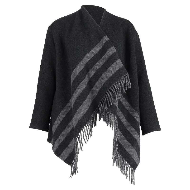 Unmissable Offer Maje Gilla Jacquard Fringe Cardigan in Grey Wool