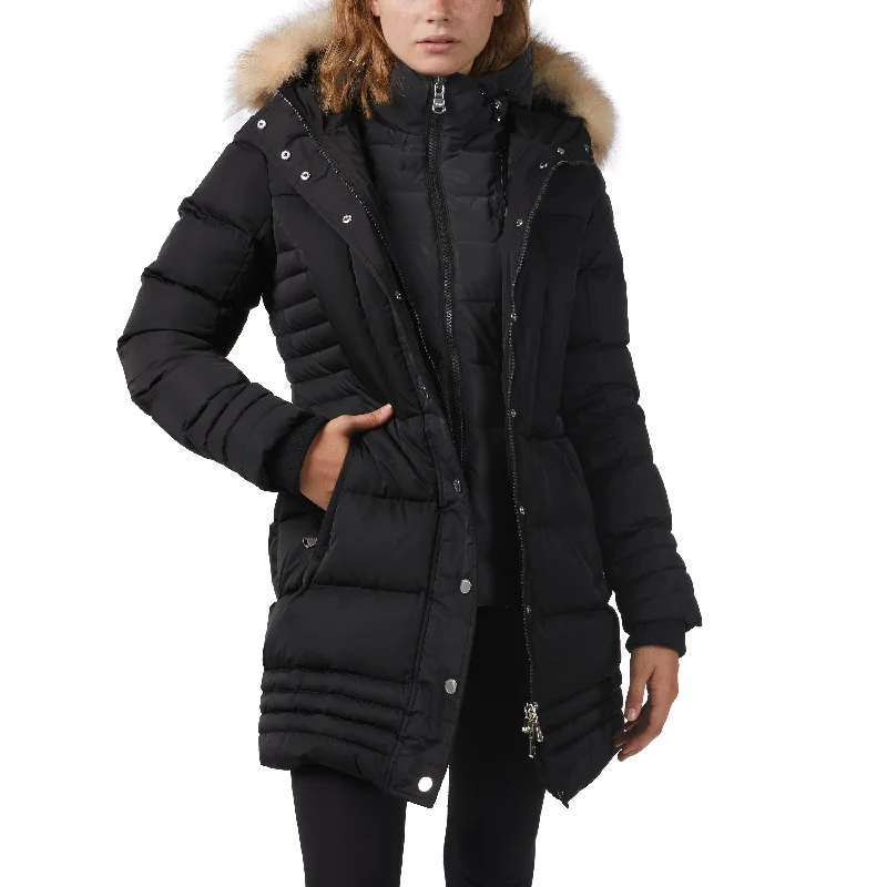 Crazy Deals Pajar Women’s Discovery Mix Quilted Puffer with Hooded Detachable Bib