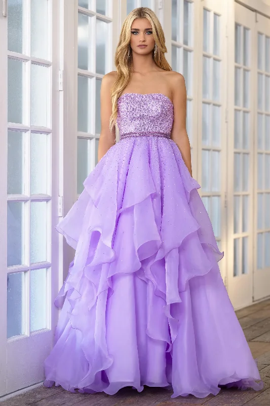 Act Now Ava Presley 39561 Formal Glitter Prom A Line Long Dress