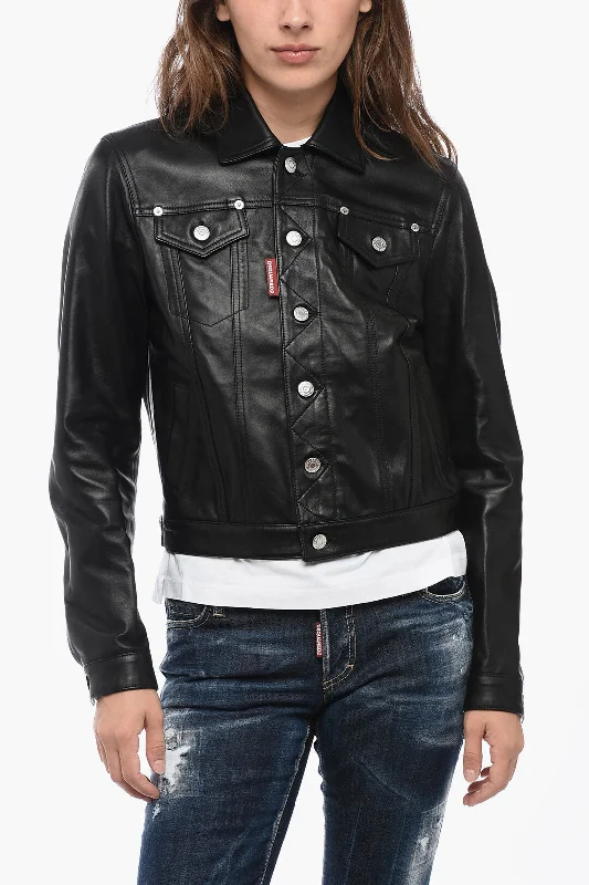 Midnight Sale Dsquared2 Eco-leather Cropped Fit Overshirt