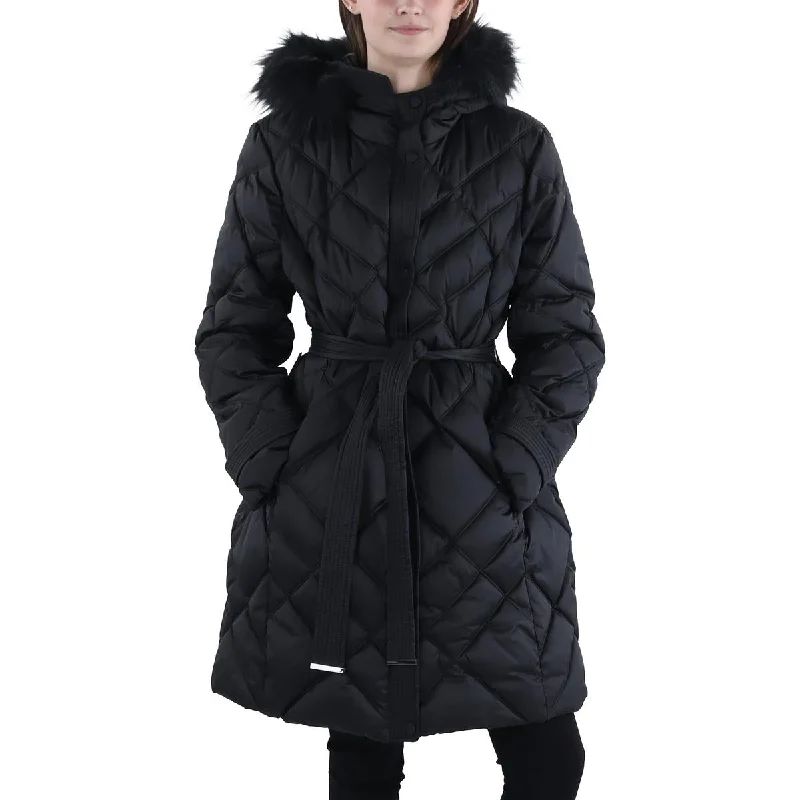 Low Prices Womens Faux Fur Trim Hooded Puffer Jacket
