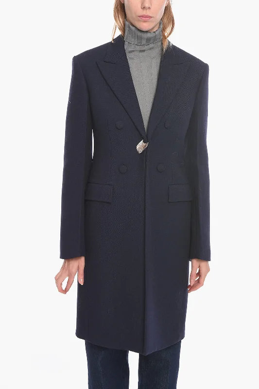 Time-Limited Offer Jil Sander Wool Single-breasted Coat with Metal Application