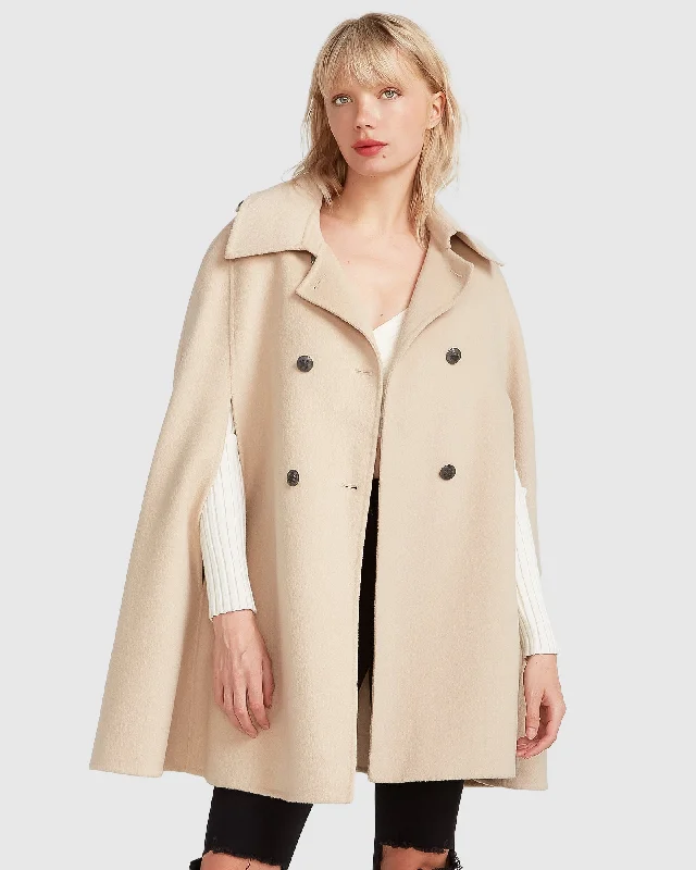 Mega Sale On My Mind Wool Blend Cape - Pale Oat