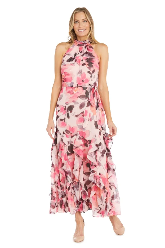 Sneak Peek Sale R&M Richards 1915 Long Floral Printed Ruffle Formal Dress