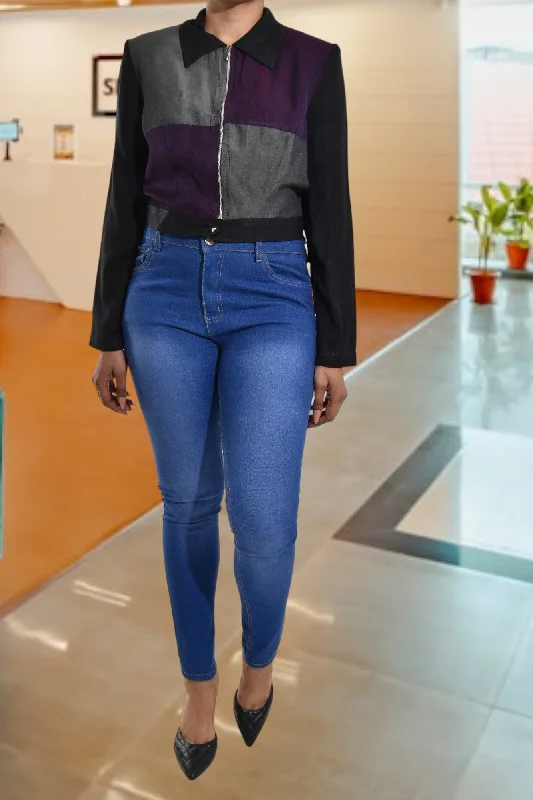 Exclusive Savings Purple And Black Zip Top