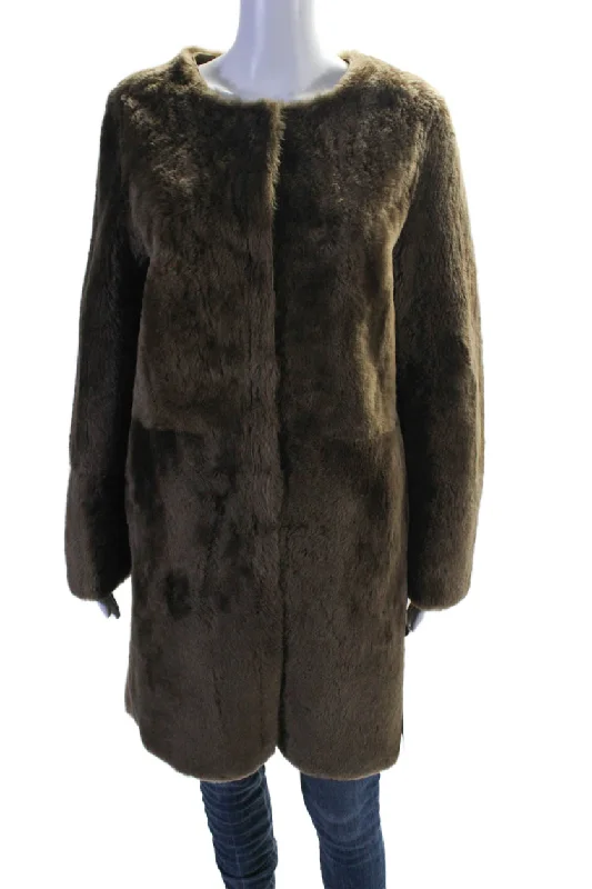 Savings Bonanza Yves Salomon Womens Reversible Shearling Leather Coat Black