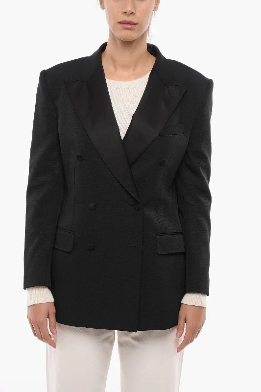 YEAR-End Sale Dolce & Gabbana Tech-gabardine Double-breasted Blazer with Satin Peak Lapel