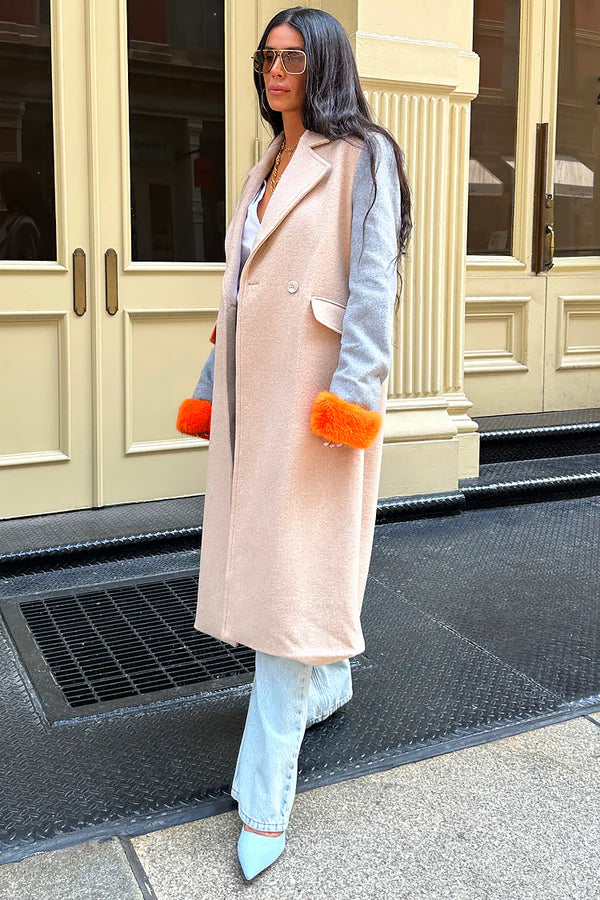 Shop and Save Camel Fur Cuff Petra Coat