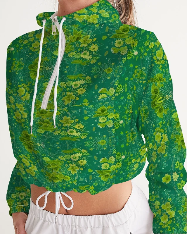 Reduced Prices Green lush Repeat pattern Women's Cropped Windbreaker