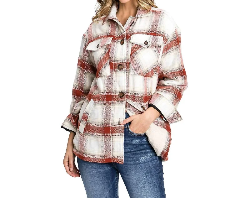Price Smash Birchwood Button Up Shacket In Terra Cotta