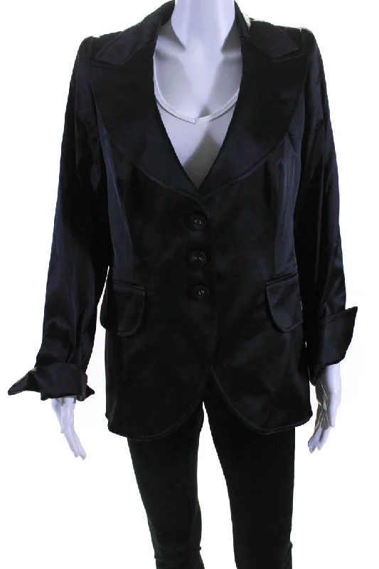 Quick Sale Escada Womens Wide Lapel Button Down Suit Jacket Jet Black
