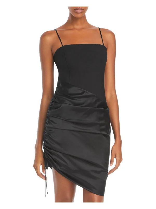 Early Bird Discount CINQ A SEPT Womens Black Spaghetti Strap Square Neck Short Cocktail Body Con Dress