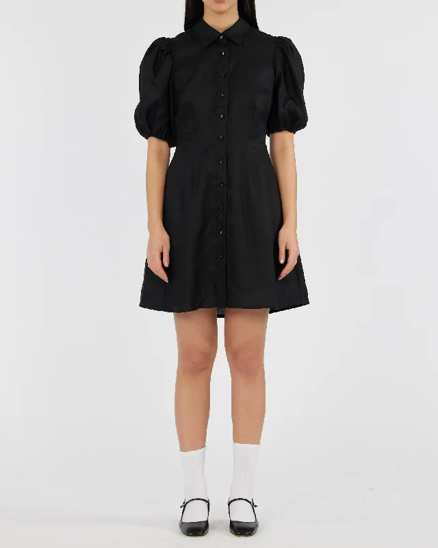 Massive Deals Julius Linen Mini Dress - Black