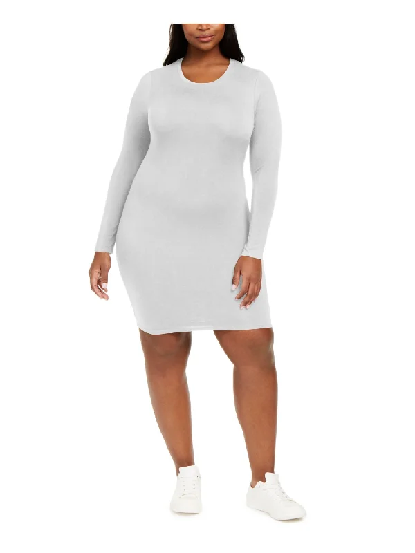 Loyalty Reward BAR III Womens Gray Long Sleeve Mini Shift Dress
