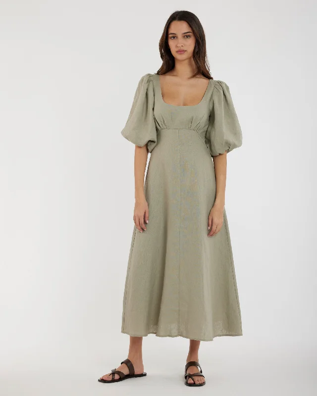 Lowest Prices Romilly Linen Midi Dress - Sage