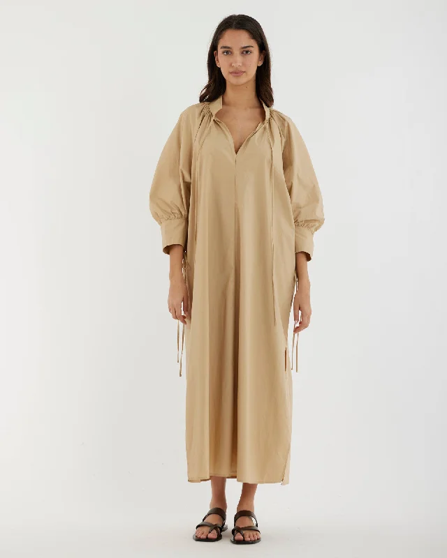 Price Break Marie Poplin Tie Dress - Sand