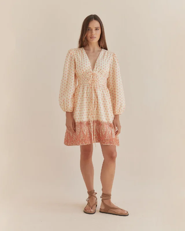 Final Markdown Peach Paisley Mini Dress