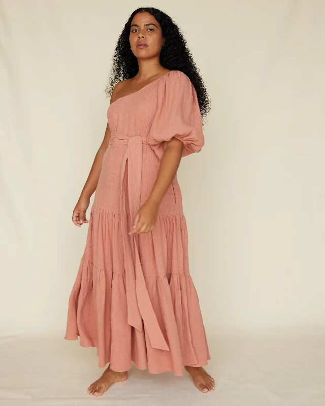 Flash Deals Saloma Linen O/S Dress - Rosewood