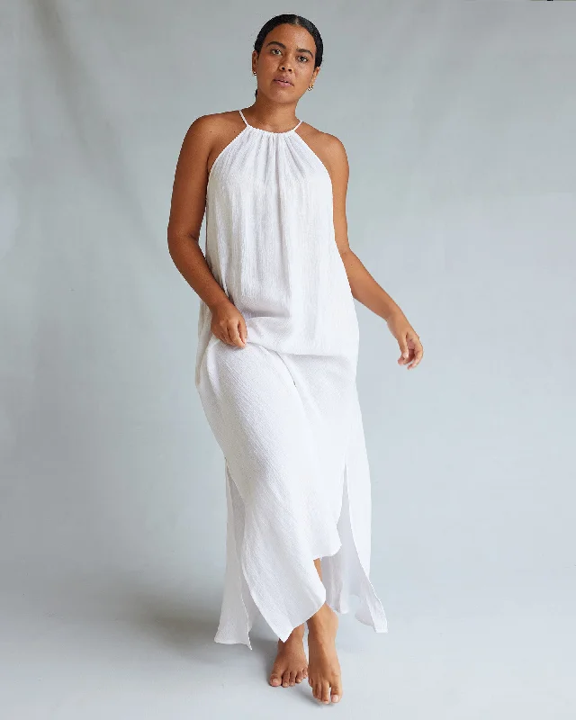 Best Deals Saloma Linen Halter Dress - White