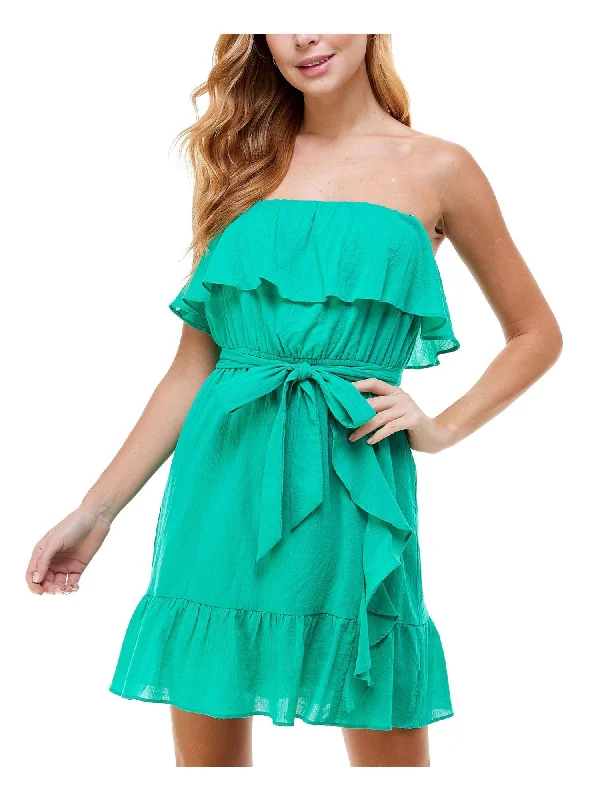 Massive Deals CITY STUDIO Womens Belted Strapless Short Fit + Flare Dress
