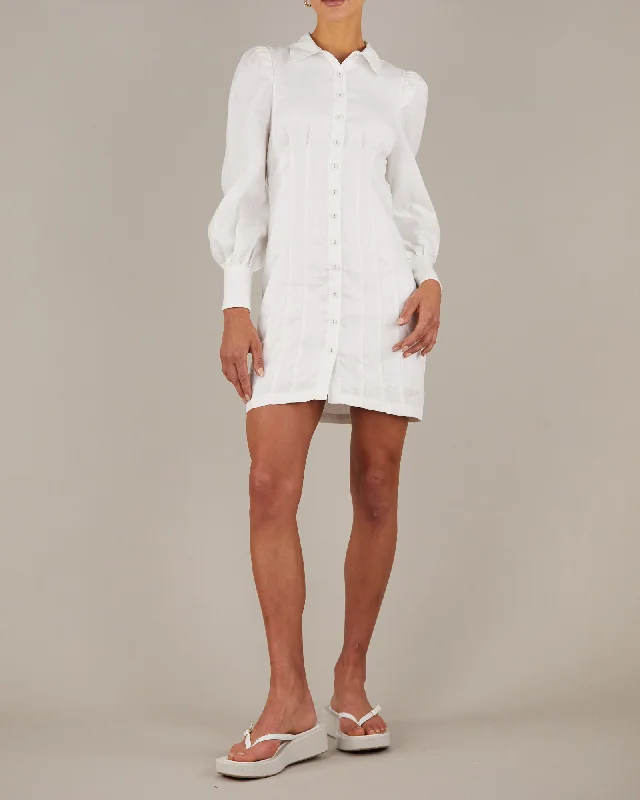 Major Savings Emmie Linen Mini Dress - White